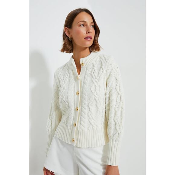 NWT Tuckernuck Ivory Cotton Colette Cable Knit Cardigan Cream Off-White Cozy XXL - Picture 1 of 9